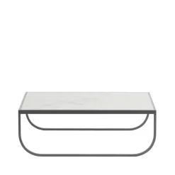 Table basse Tati Low, marble blanc, support storm grey