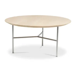 Table basse Tribeca, Chêne ciré rustique, pieds chromés satinés, Ø80 cm