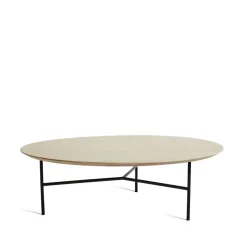 Table basse Tribeca, Chêne ciré rustique, pieds noirs, Ø110 cm