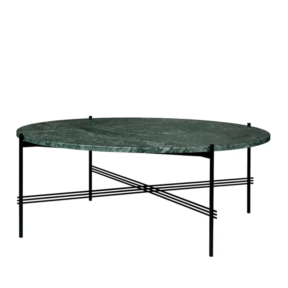 Table basse TS Round, green guatemala marble, ø105, structure noire