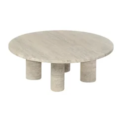 Table basse Volos L Ø75 cm, Travertine
