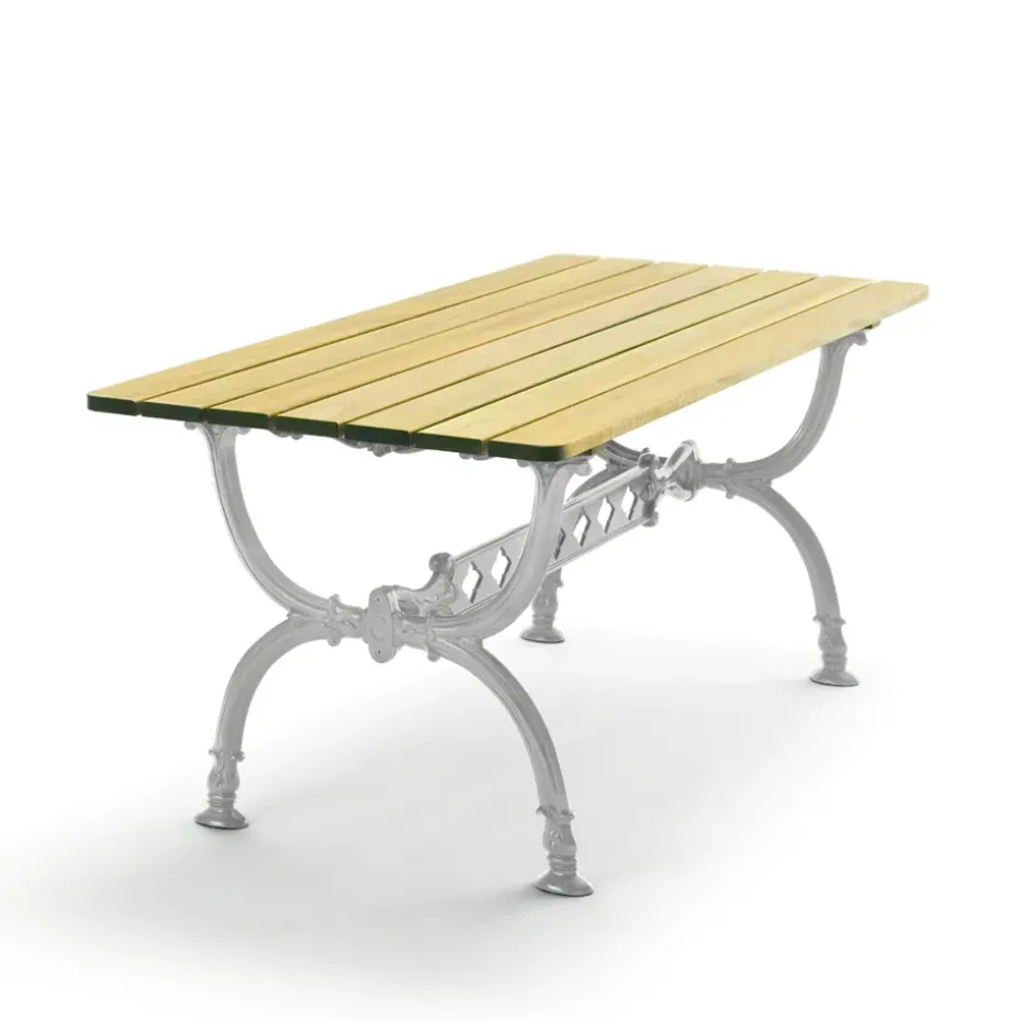 Table Byarum 142x72 cm, Imprégnation de pin, structure en aluminium brut