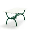 Table Byarum 142x72 cm, Pin laqué blanc, support vert