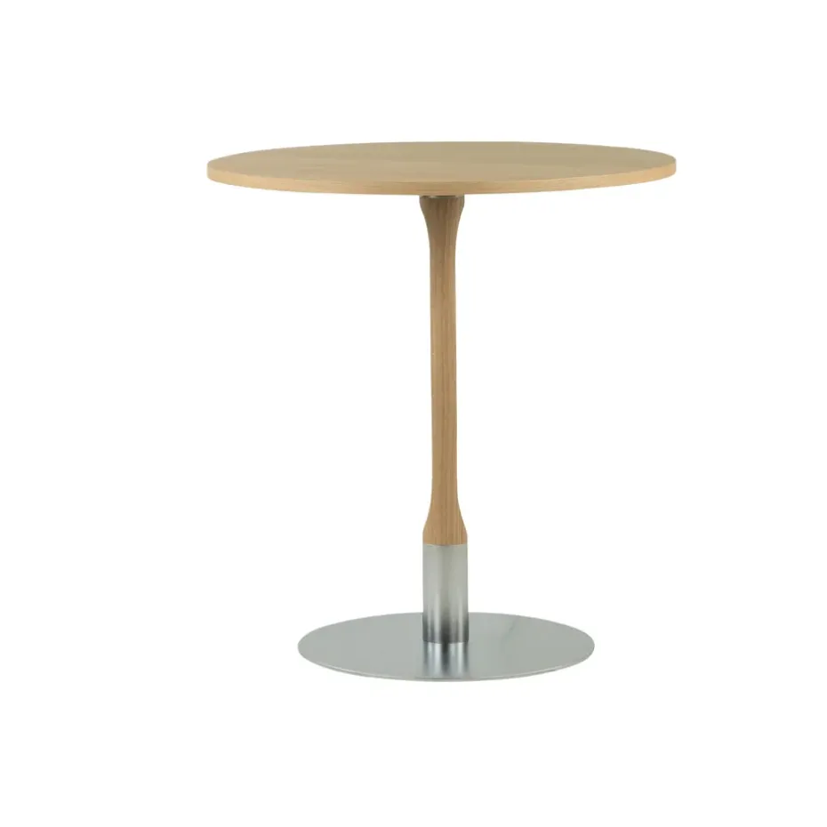 Table café Rod Ø70 cm, Chêne blanchi pigmenté, finition mate laquée