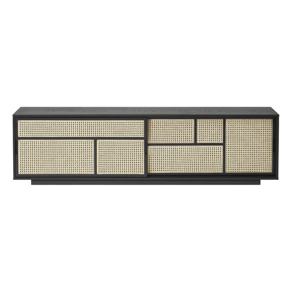 Table d'appoint Air, bas, noir, rotin