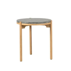 Table d’appoint Dondo chêne blanchi Ø45 cm, Calcaire poli