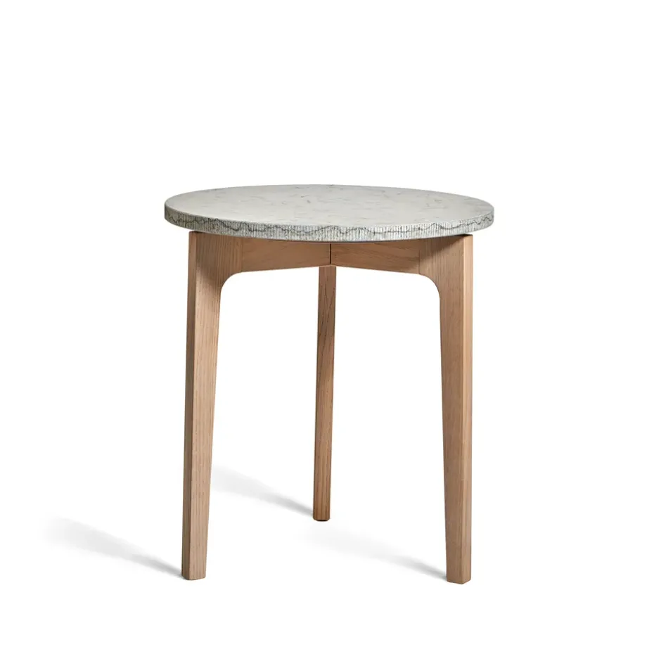 Table d’appoint Höllviken, Calcaire, pieds en chêne blanchi