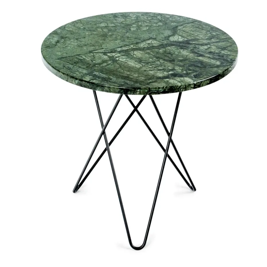Table d'appoint Mini O Tall Ø50 H50, structure noire, marbre vert