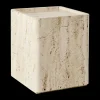 Table d'appoint Pietra 33x33x40 cm, Travertin blanc neutre