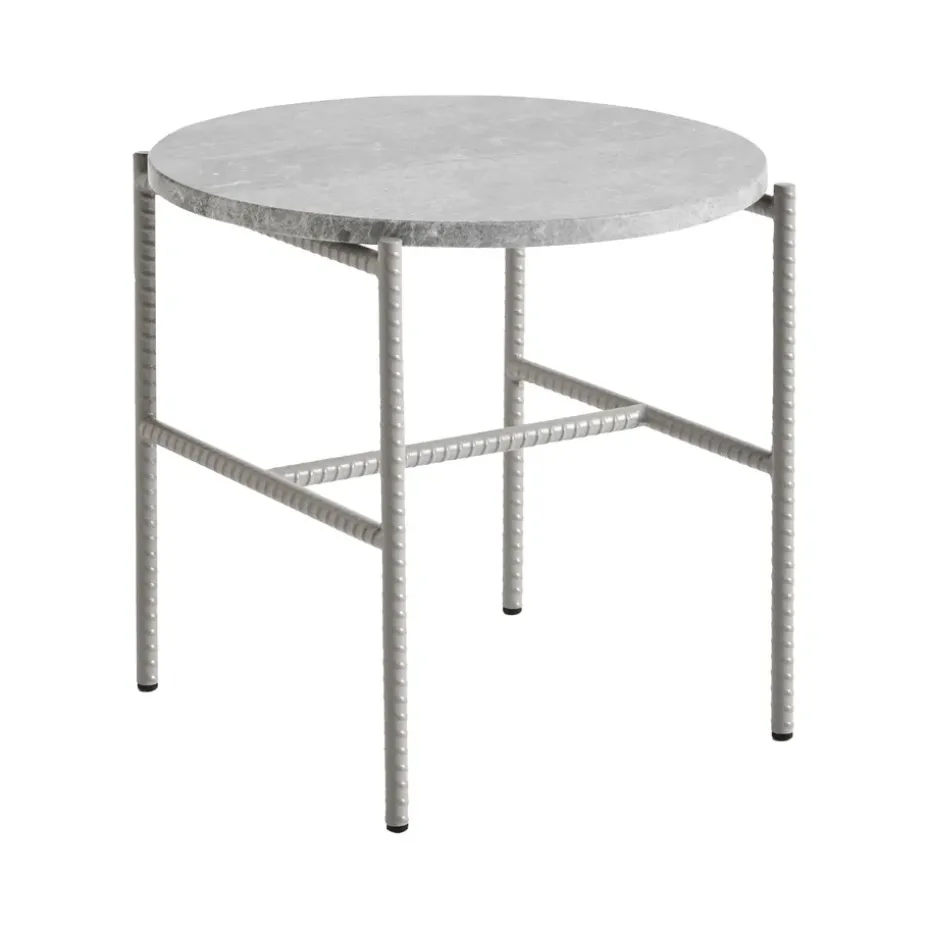 Table d'appoint Rebar Ø45 cm, Grey marble-fossil