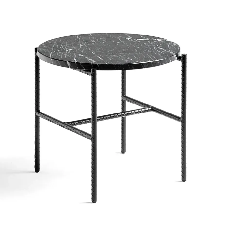 Table d'appoint Rebar Ø45 cm, Black marble-black