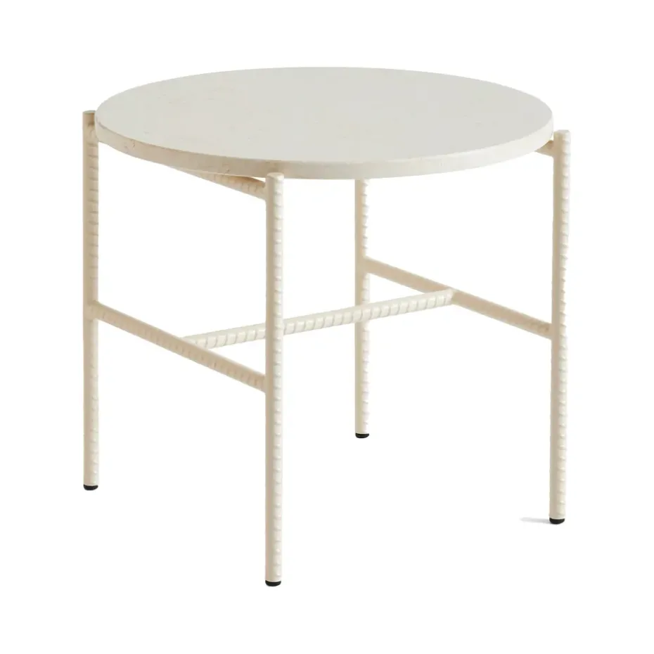 Table d'appoint Rebar Ø45 cm, Beige marble-alabaster