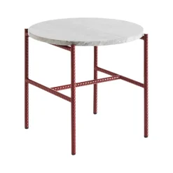 Table d'appoint Rebar Ø45 cm, Grey marble-barn red