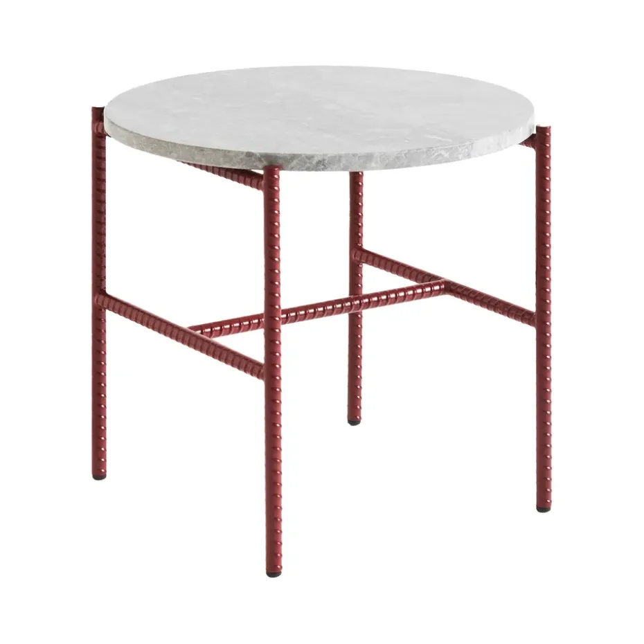 Table d'appoint Rebar Ø45 cm, Grey marble-barn red