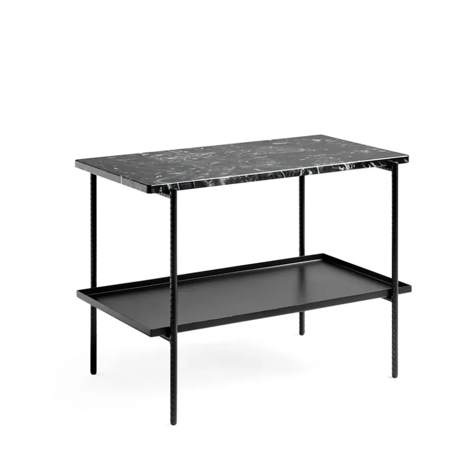 Table d'appoint Rebar 75x44x55 cm, Black marble-black