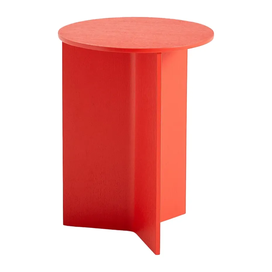 Table d'appoint Slit high Ø35 cm, Candy red lacquered oak