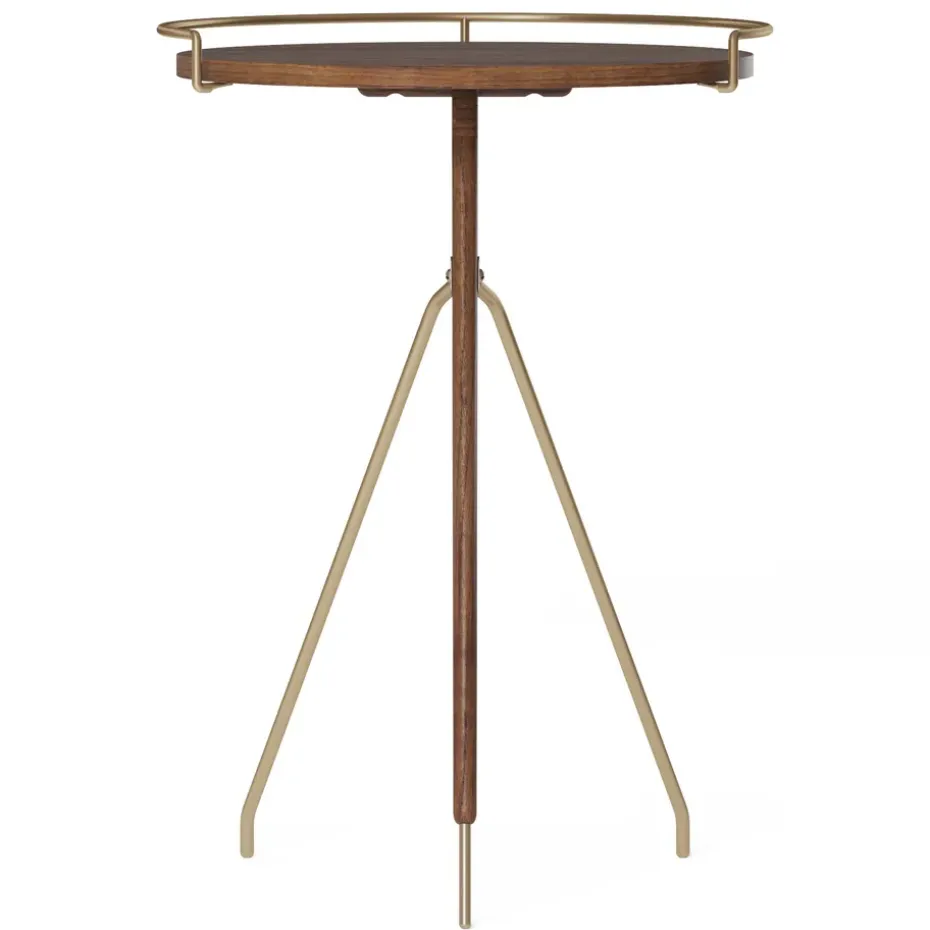 Table d’appoint Umanoff noyer et laiton poli, 60 cm