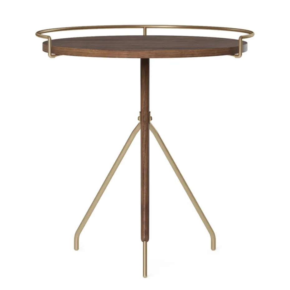 Table d’appoint Umanoff noyer et laiton poli, 45 cm