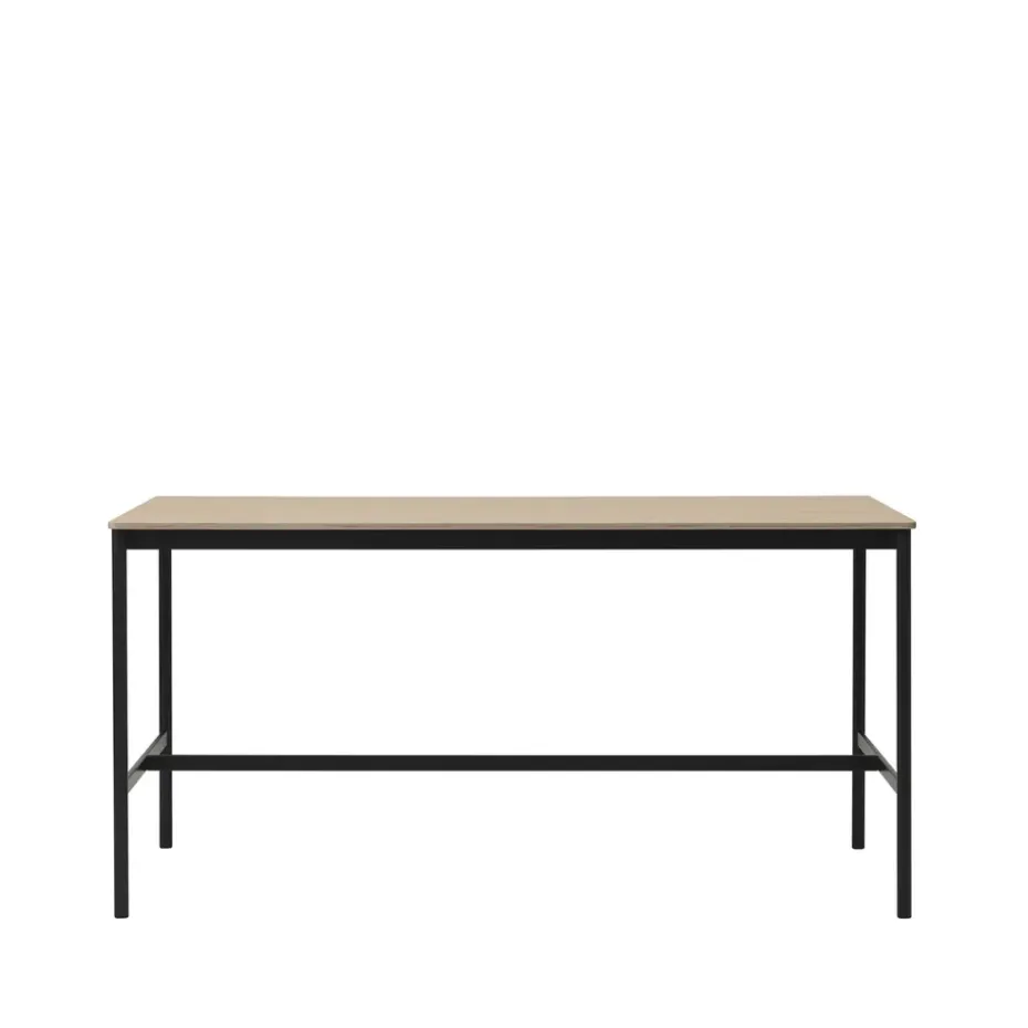 Table de bar Base High, oak, structure noire, bord en contreplaqué, l85 L190 H95