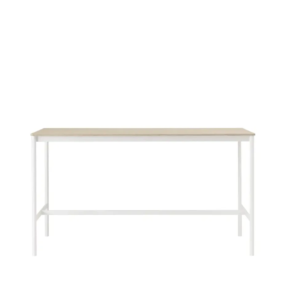 Table de bar Base High, oak, structure blanche, bord en contreplaqué, l85 L190 H105