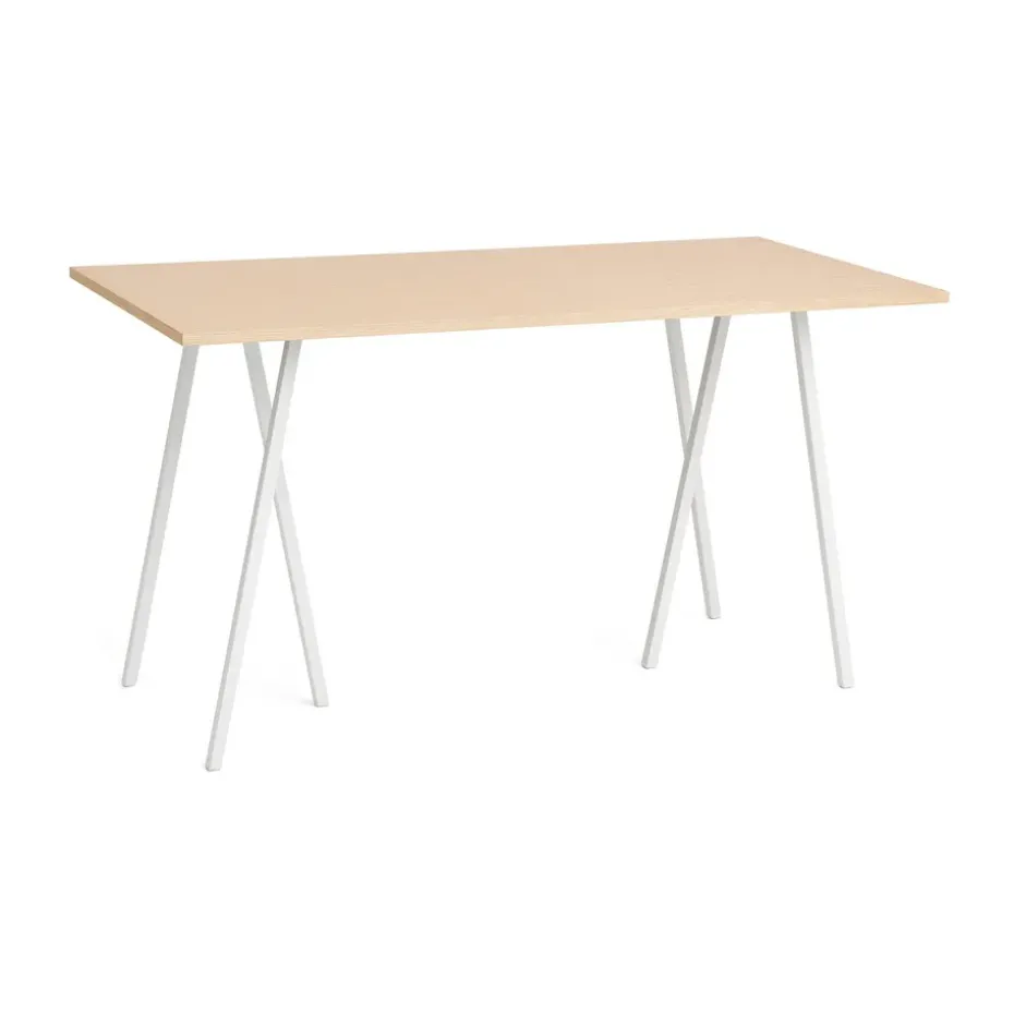 Table de bar Loop Stand incl. support 87,5x180 cm, White-clear lacq. oak
