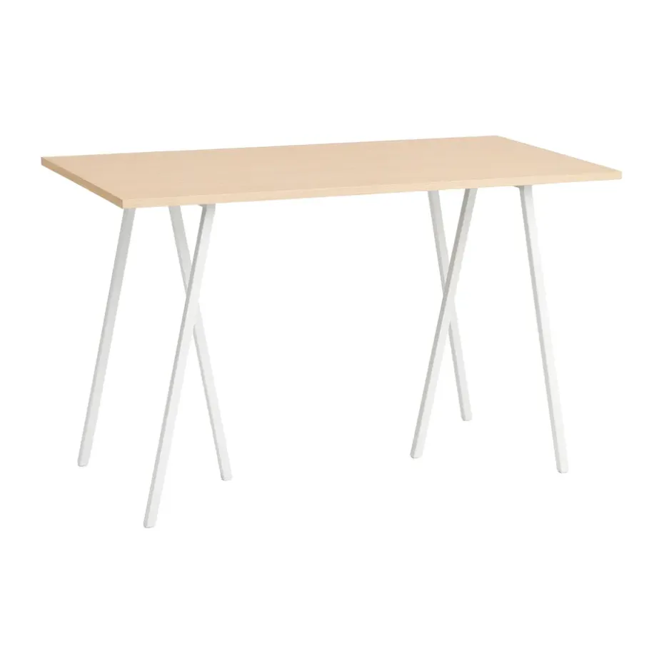 Table de bar Loop Stand incl. support 77,5x160 cm, White-clear lacq. oak