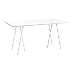 Table de bar Loop Stand incl. support 92,5x200 cm, White-white laminate-plywood