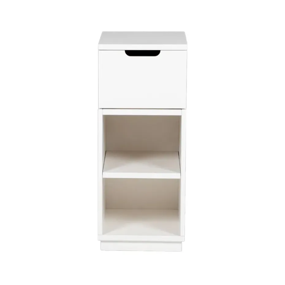 Table de chevet Aoko 72 cm 1 tiroir, Blanc laqué