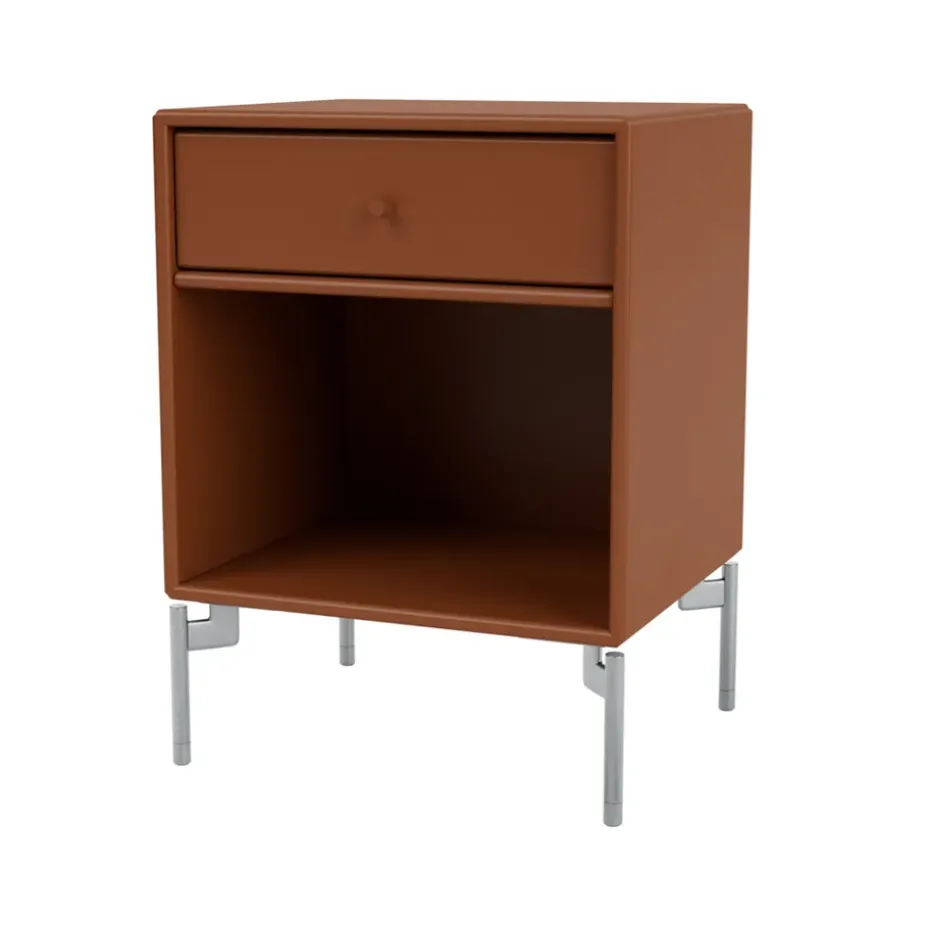 Table de chevet Dream, hazelnut 146, pieds chromés