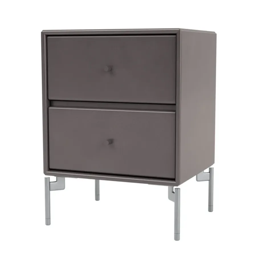 Table de chevet Drift, Coffee 35, pieds chromés cm