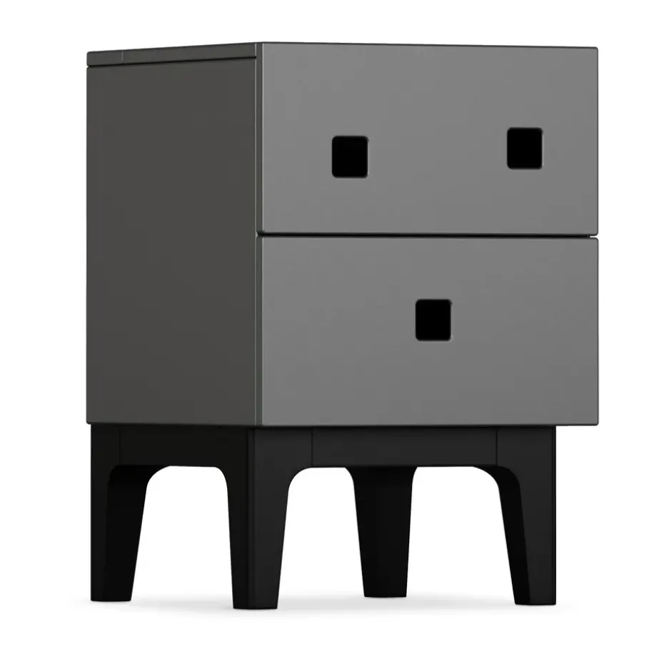Table de chevet Peep S1, slate grey, noir laqué