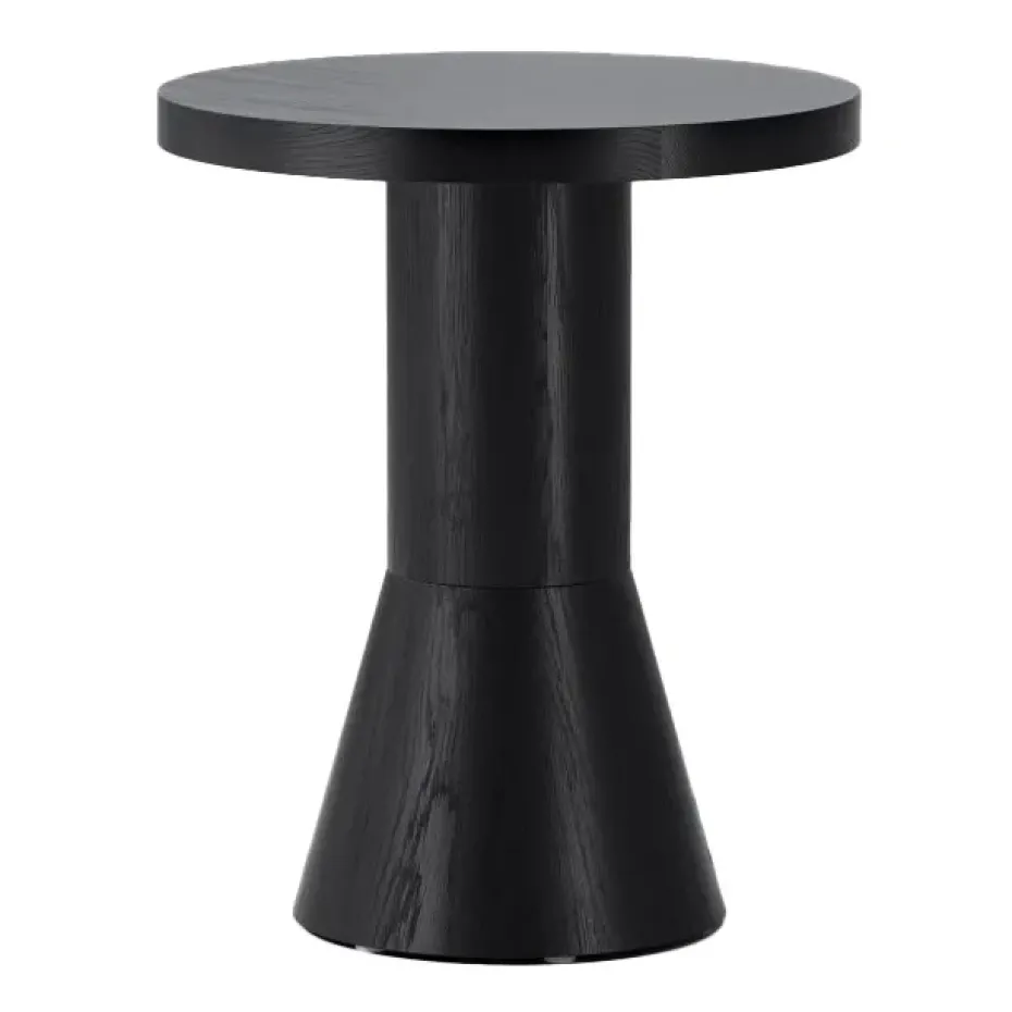 Table Draft Ø40 cm, Frêne teinté noir