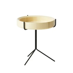 Table Drum, laqué naturel-h.46cm-structure noire