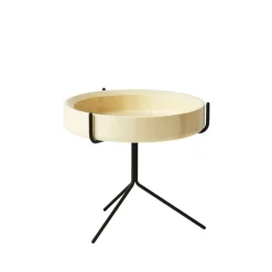 Table Drum, laqué naturel-h.36cm-structure noire