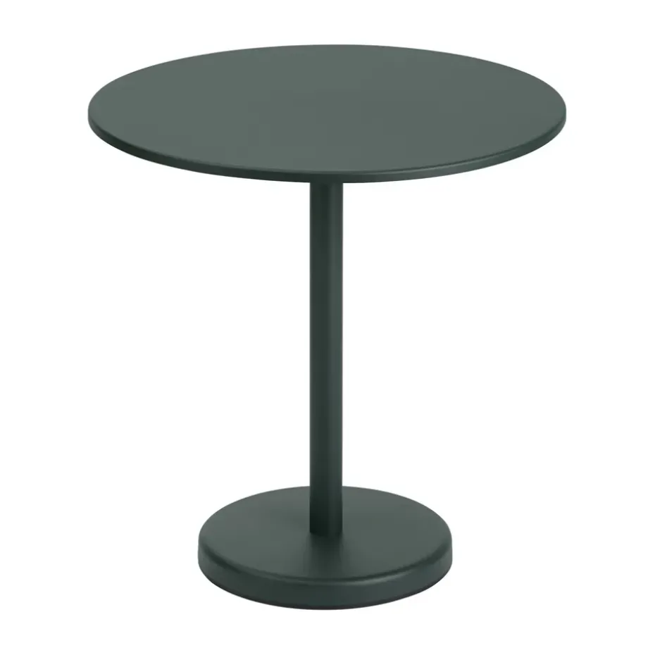Table en acier Linear Ø70 cm, Dark green