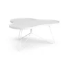 Table Flower mono 84x90 cm, H39 cm frêne laminé blanc