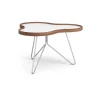 Table Flower 62x66 cm, blanc, 39 cm, bord en noyer, structure chromée