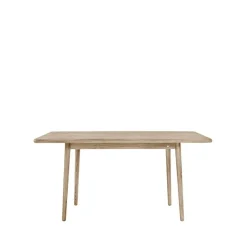 Table Miss Holly 175x82 + 1 rallonge 50 cm, chêne laqué mat clair