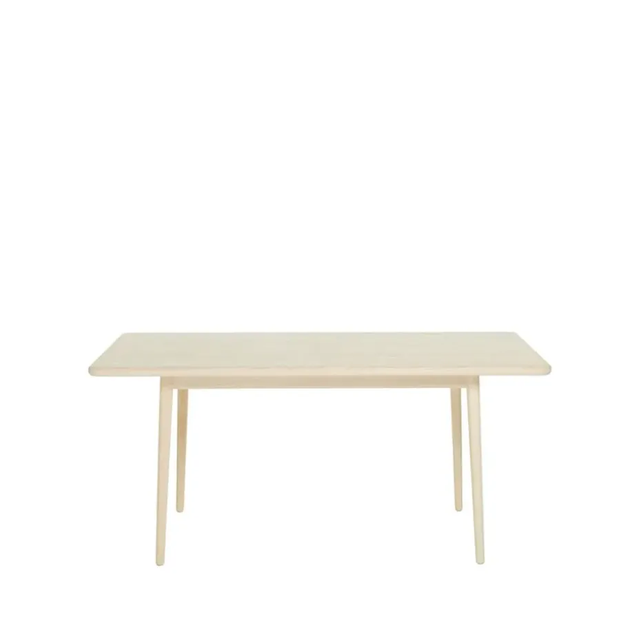 Table Miss Holly 175x100 cm, bouleau laqué mat clair, 1 rallonge