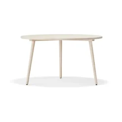 Table Miss Tailor Ø130 cm, bouleau verni mat clair, plateau fixe