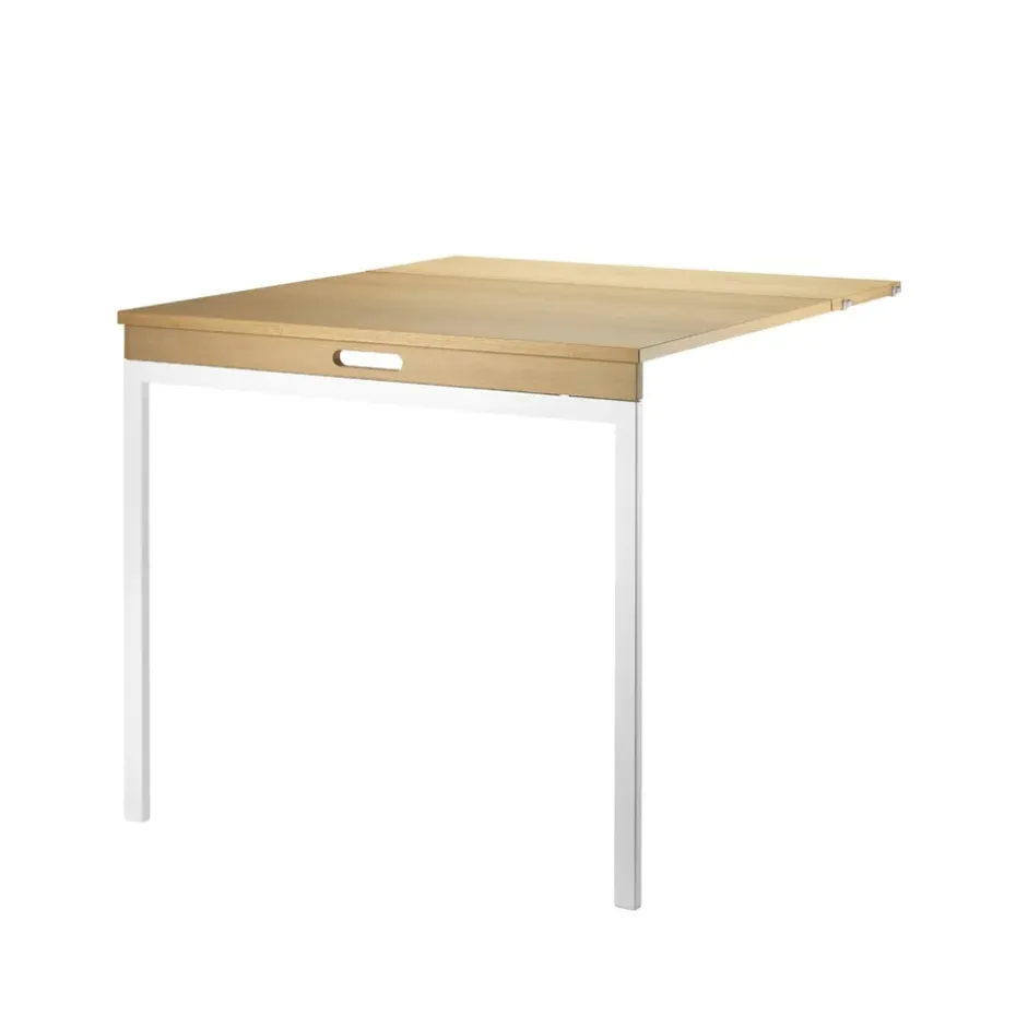 Table pliante String, Chêne-pieds en métal blanc