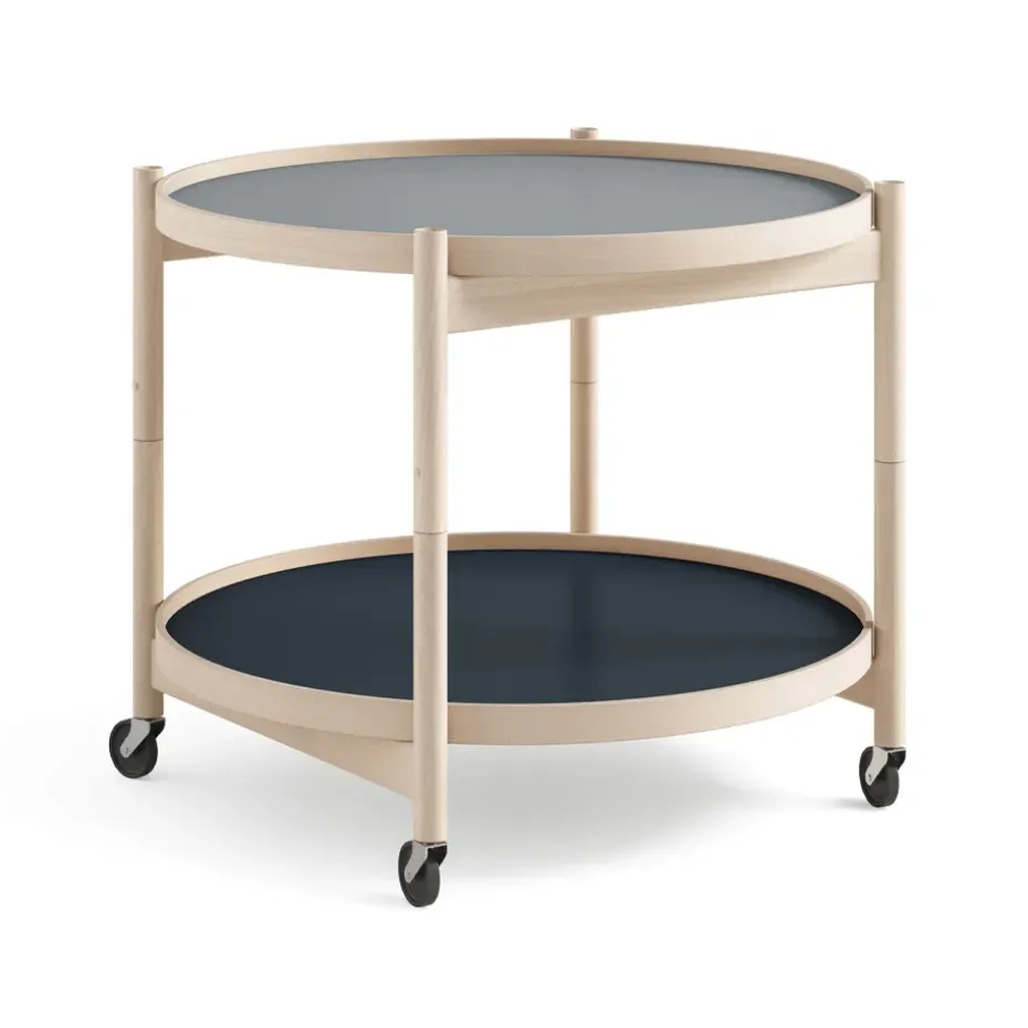 Table roulante Bølling Tray Table model 60, water, structure en hêtre non traité