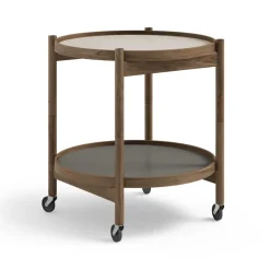 Table roulante Bølling Tray Table model 50, stone, structure en chêne huilé fumé