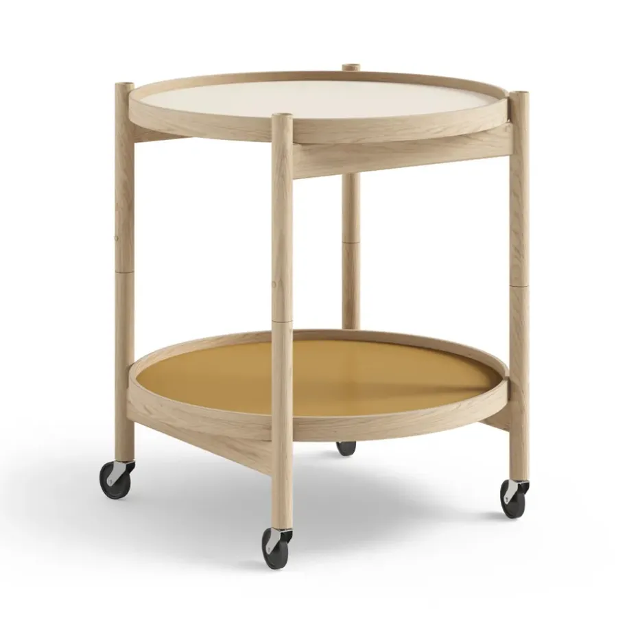 Table roulante Bølling Tray Table model 50, sunny, structure en chêne non traité