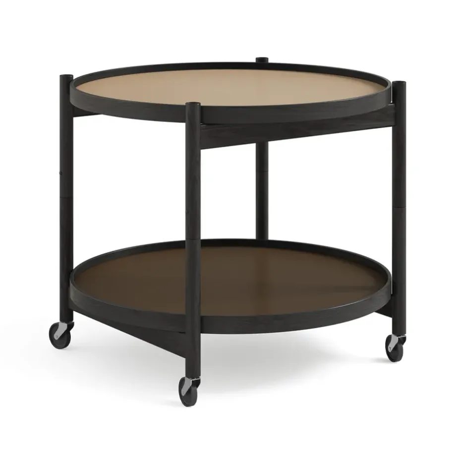 Table roulante Bølling Tray Table model 60, earth, structure en chêne laqué noir