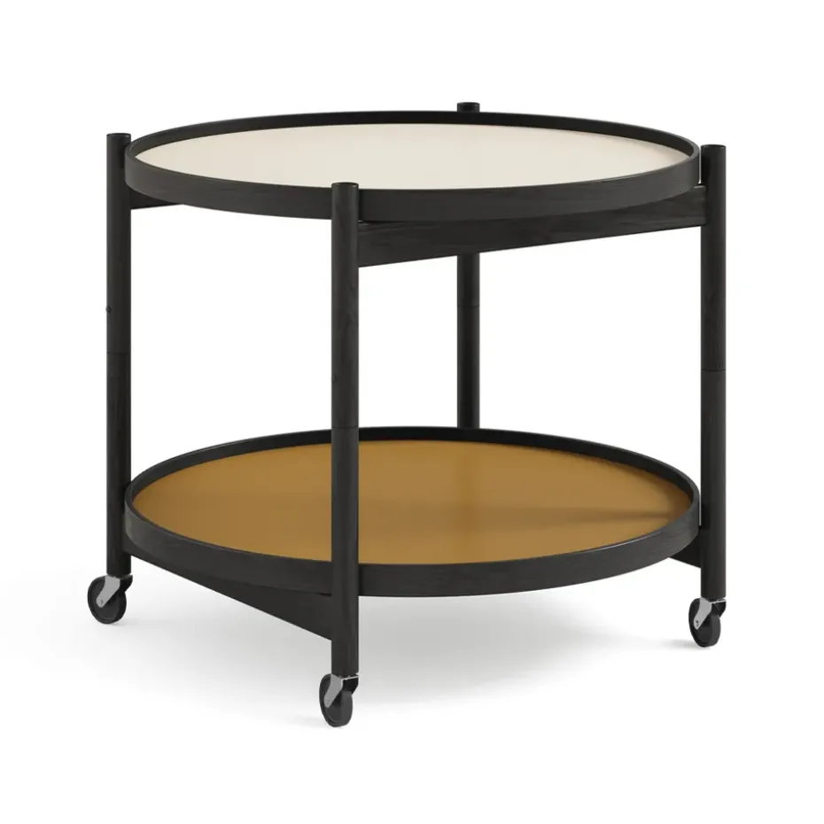 Table roulante Bølling Tray Table model 60, sunny, structure en chêne laqué noir