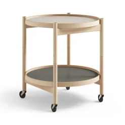 Table roulante Bølling Tray Table model 50, stone, structure en hêtre huilé