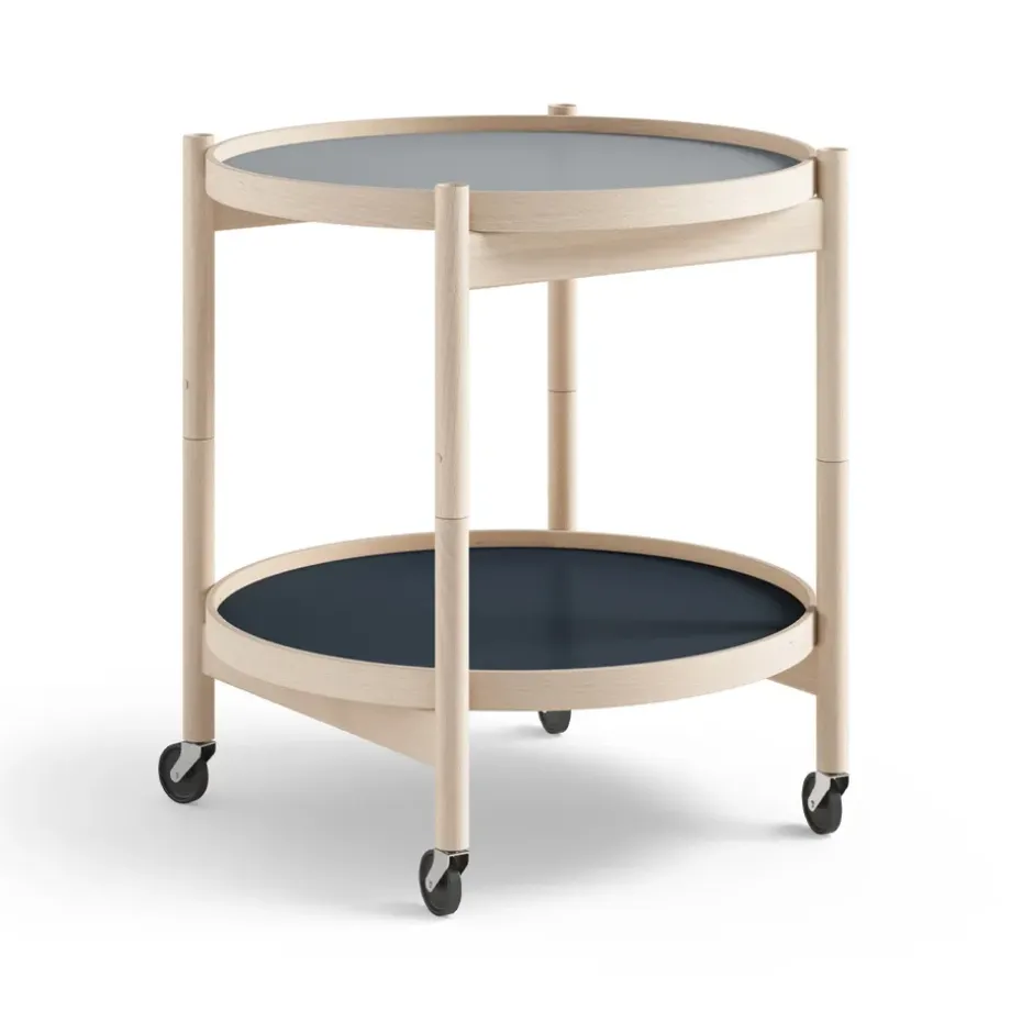 Table roulante Bølling Tray Table model 50, water, structure en hêtre non traité