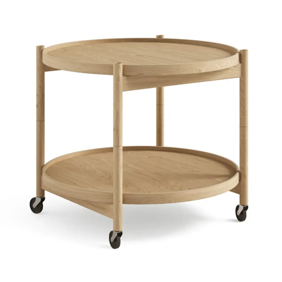 Table roulante Bølling Tray Table model 60, chêne huilé, structure en chêne huilé