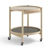 Table roulante Bølling Tray Table model 50, stone, structure en chêne non traité